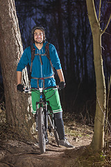 Image showing proud mountainbiker in the forest