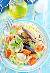 Image showing pasta with seafood
