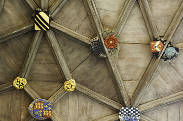 Image showing University of Cambridge, ceiling of Trinity college entrance foy