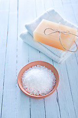 Image showing sea salt and soap