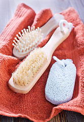 Image showing towels and hearbrushes