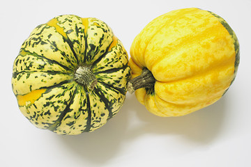 Image showing green and yellow ornamental squashes
