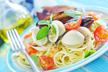 Image showing pasta with seafood