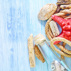 Image showing sea shells on blue background