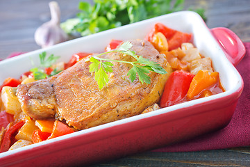 Image showing baked vegetables with meat