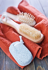 Image showing towels and hearbrushes