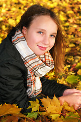 Image showing Girl in a fall park