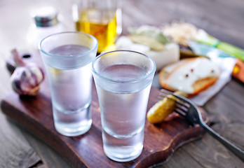 Image showing vodka, lard and cucumbers