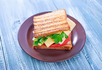 Image showing toasts with cheese and tomato