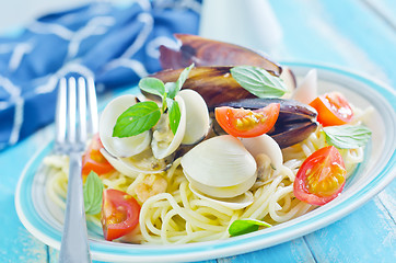 Image showing pasta with seafood