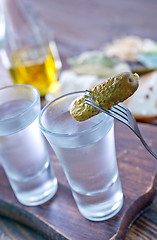 Image showing vodka, lard and cucumbers