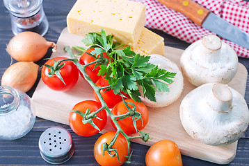 Image showing mushroom and tomato with cheese