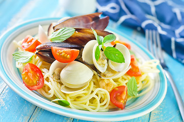 Image showing pasta with seafood
