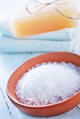 Image showing sea salt and soap