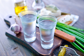 Image showing vodka, lard and cucumbers