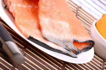 Image showing Slice of red fish salmon