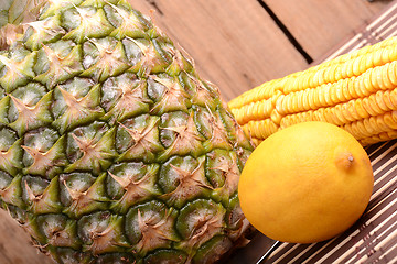 Image showing fresh pineapple and vegetables