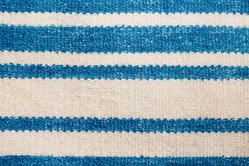 Image showing Towel with blue horizontal stripes. macro