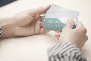 Image showing Woman with credit cards