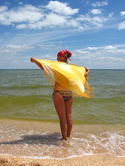 Image showing The girl standing at the seacoast