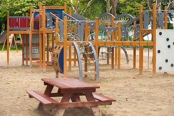 Image showing Empty playground swings