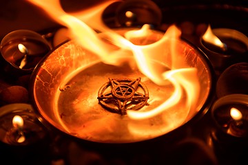 Image showing Ancient pentagram burning