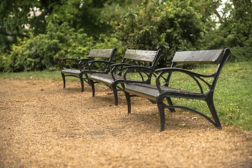 Image showing Stylish bench in autumn park