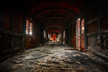 Image showing Messy vehicle interior of a train carriage