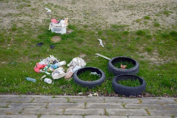 Image showing Truck tyre in the mud