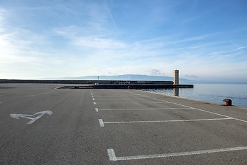 Image showing Empty parking lot at the sea