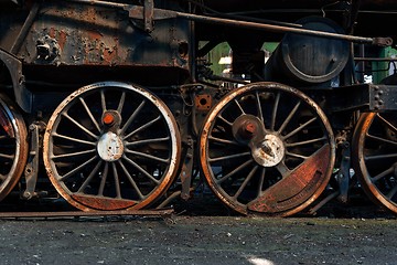 Image showing Wheels of an old train