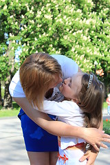 Image showing image of mother kissing her daughter