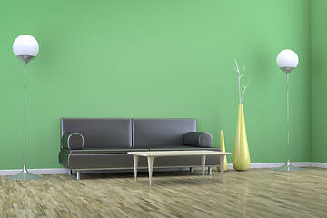 Image showing green room with a sofa
