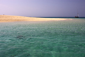 Image showing beach and boat in sand bank