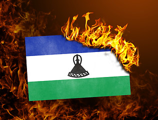 Image showing Flag burning - Lesotho