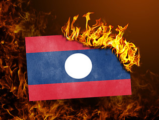 Image showing Flag burning - Laos