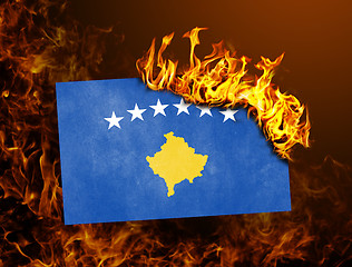 Image showing Flag burning - Kosovo
