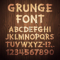 Image showing Grunge Letters and Numbers on Wooden Background