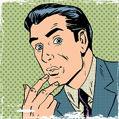Image showing man thought about thinking pop art comics retro style Halftone