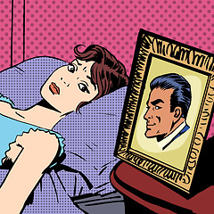 Image showing woman in bed photo men wife husband pop art comics retro style H