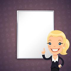 Image showing Purple Business Background with Businesswoman