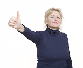Image showing Woman thumbs up isolated