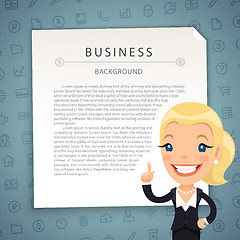 Image showing Aquamarine Business Background with Business-Lady