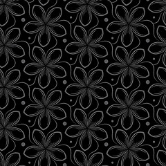 Image showing Vector background with gray seamless pattern of flowers