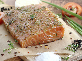 Image showing Salted salmon fillet