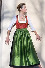 Image showing Old Bavarian woman in traditional dress