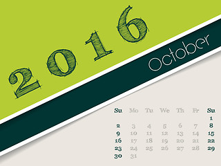 Image showing Simplistic october 2016 calendar design