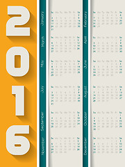 Image showing Striped 2016 calendar with shadows