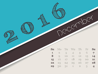 Image showing Simplistic december 2016 calendar design