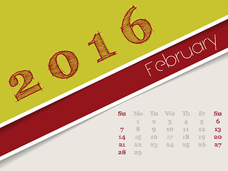 Image showing Simplistic february 2016 calendar design
